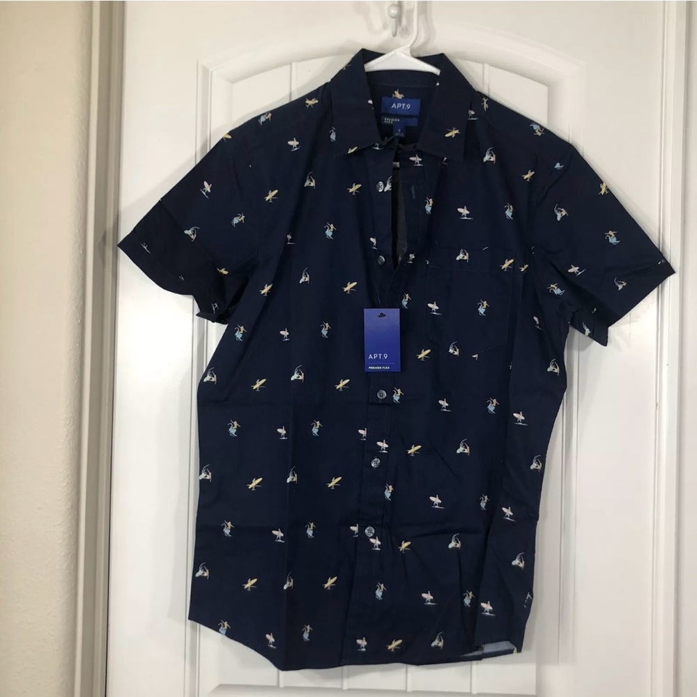 Mens Apt. 9 Surf Print Button down shirt Sz Small